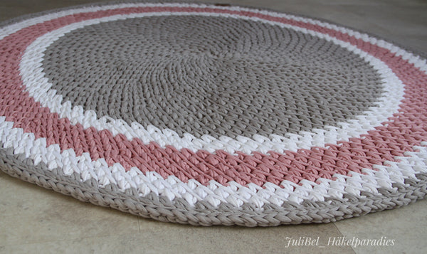 Teppich "Spiralen", verschiedene Farben, gehäkelt aus Textilgarn oder Baumwollschnur