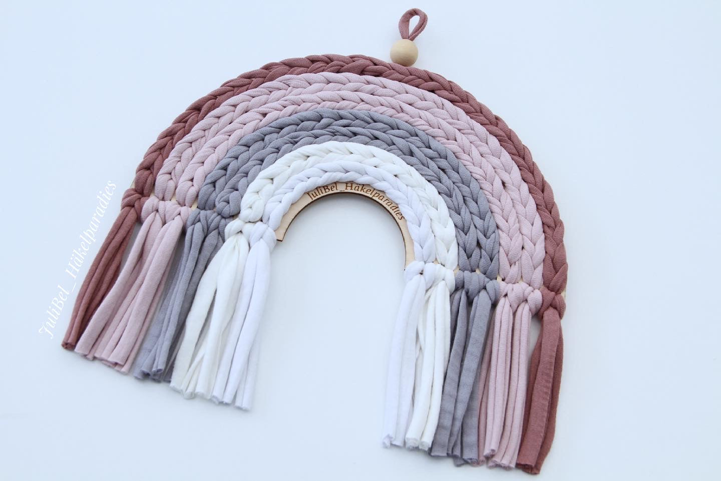 Handgefertigter Regenbogen-Wandbehang - Makramee Deko Für Wohnzimmer, Kinderzimmer, 15x30 Cm